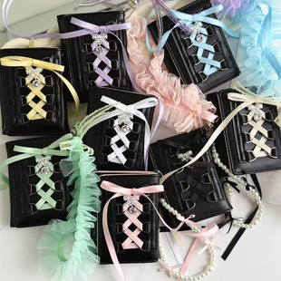 [Ballet Style] Original Strappy Black Wallet Women's Short Coin Purse Snap Type 70% off Pu Card Holder