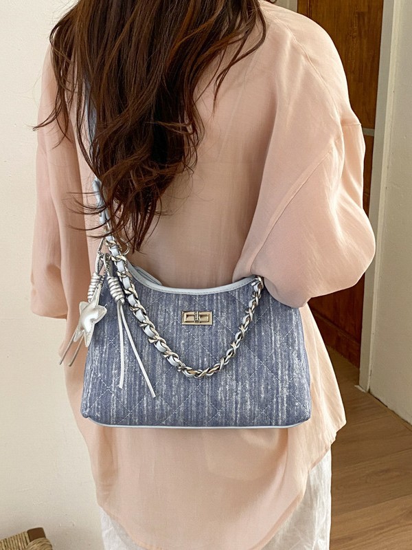 Bolso de cadena de diamante de alta calidad para mujeres 2026 nueva moda pequeña fragancia mochila de hombro de viaje simple bolsa de mano