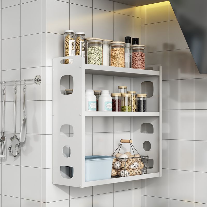 Estante de la cocina doméstica colgado en la pared tipo colgado en la pared condimento multicapa para almacenamiento multifuncional sin perforación