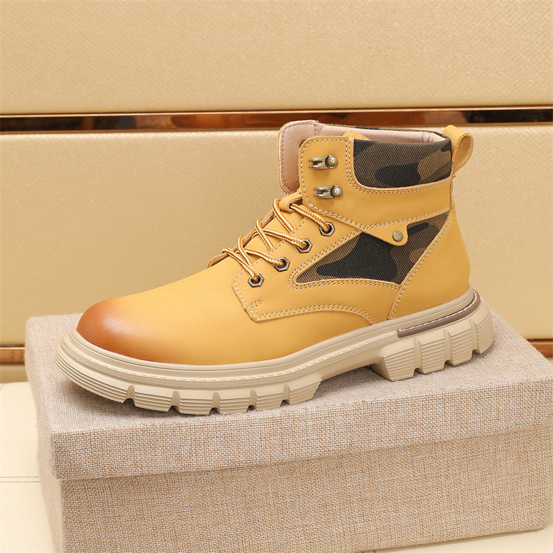 Retro Suede Ankle Boots For Men Soft Sole Height Increasing_voghion.com