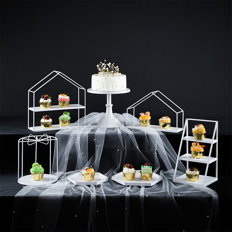 Decoración de mesa de postre comida fría descanso de té decoración de la Mesa bandeja de la Mesa soporte de exhibición jaula de pájaros de hierro té de la tarde Merienda soporte de la torta image 5