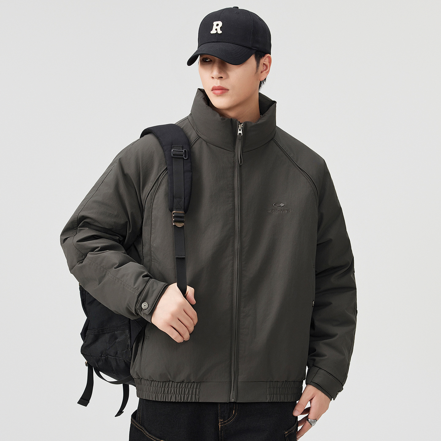 Chaqueta de plumón para hombres 2025 invierno nuevo tipo ligero y delgado bordado de cuello caliente chaqueta de plumón universal chaqueta de hombre suelta image 4