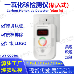 New carbon monoxide detector plug-in wall CO alarm detector UL2034 cross-border foreign trade portable travel
