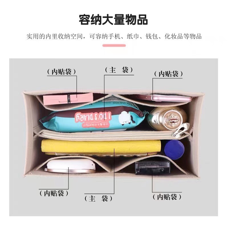 LVonthego フェルトライニングバッグ 化粧品バッグ ストレッチ収納バッグ 大・中・小 フェルトライニングバッグに適しています。|undefined
