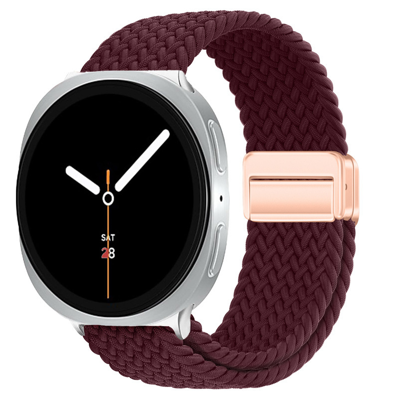 新款适用三星watch8表带磁吸扣编织尼龙回环弹力彩虹运动手表带|undefined