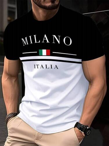Cross-border Paris letter print men's T-shirt trendy short-sleeved summer hot-selling round neck top sports casual short-sleeved