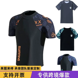 亚马逊跨境外贸夏季透气百搭T恤美式复古圆领短袖t恤男女宽松印花