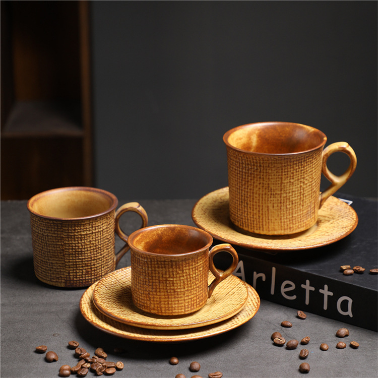 Italian Espresso Ceramic Mug And Saucer Set For Afternoon Tea_voghion.com