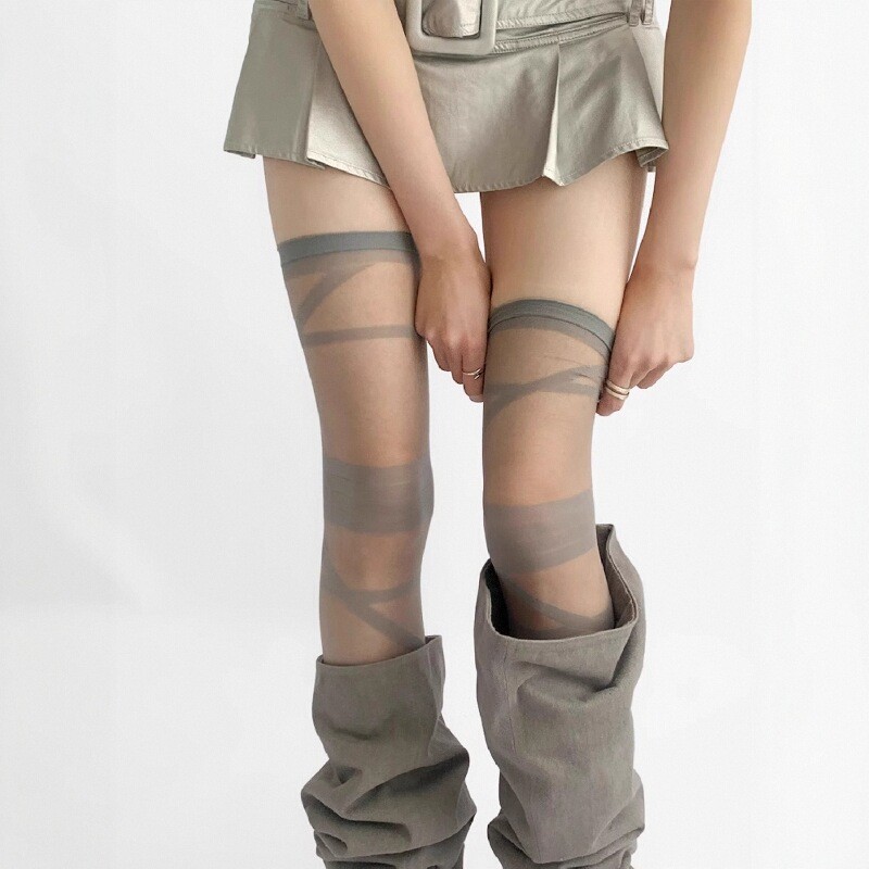Gray Stockings for Women in Spring and Summer, Thin Anti-Snatch Sexy Over-The-Knee Socks, Gray Silk Thigh Socks, Beautiful Legs and Slim Legs