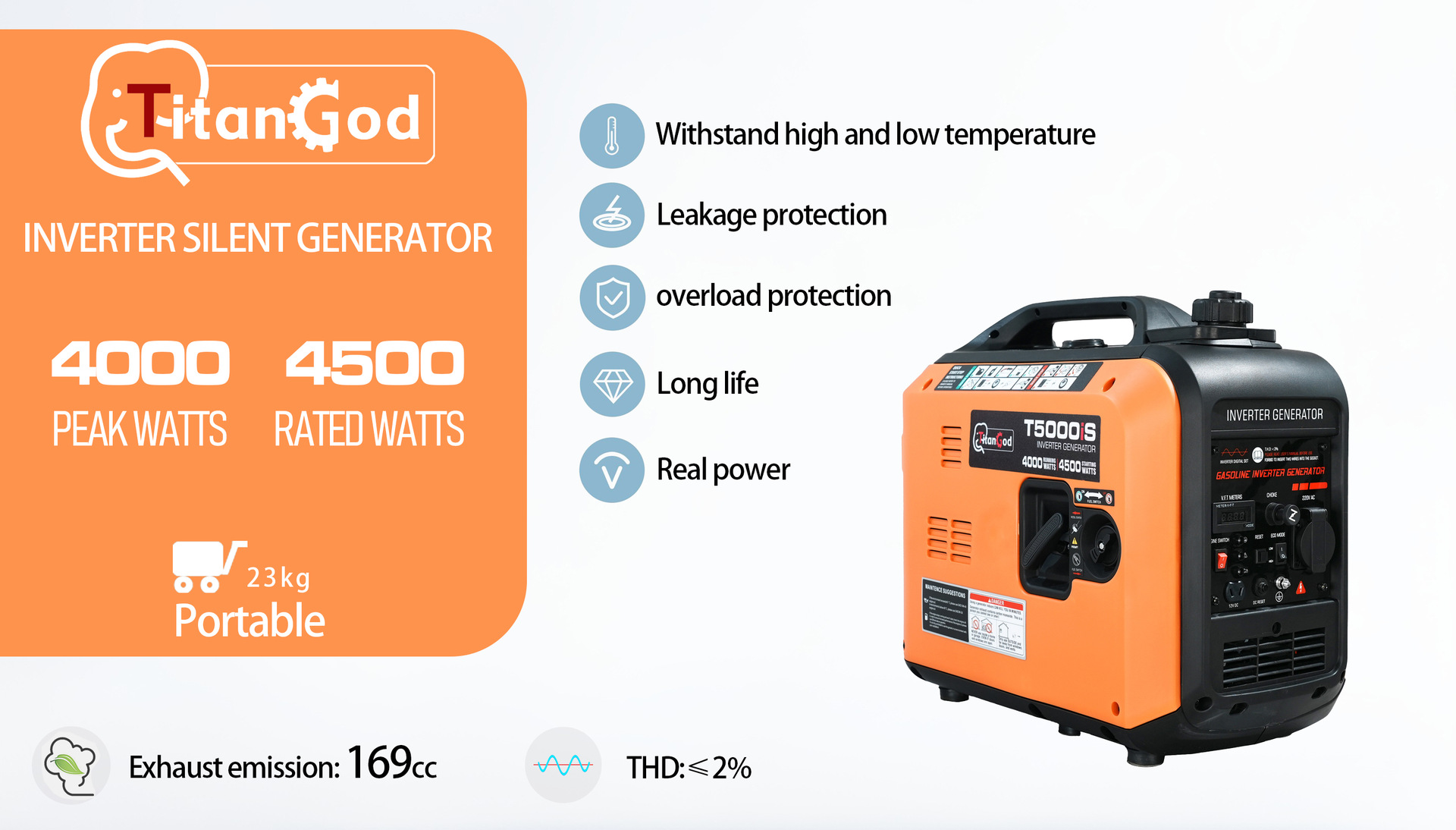Gasoline Generator, Small 220V Generator, Small Household Silent Generator, Portable for Camping and Outdoor Use