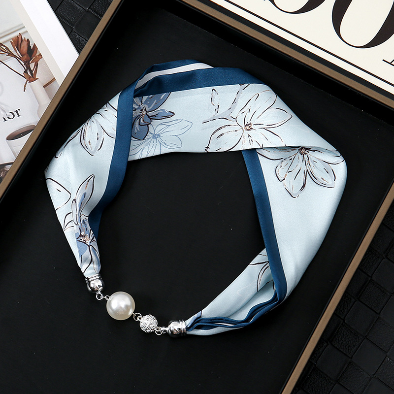 Nuevo clásico retro blanco y negro onda francesa punto de succión hebilla correa de cabello bufandas perezosas multipropósito temperamento collar clavícula hebilla