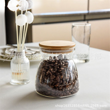 高硼硅玻璃罐 密封罐 竹盖茶叶罐 梯形厨房五谷杂粮收纳瓶
