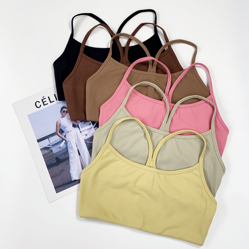 Casual Sports Camisole for Women with Removable Chest Pads, No Underwire, Quick-Dry Yoga Bra, European and American Style