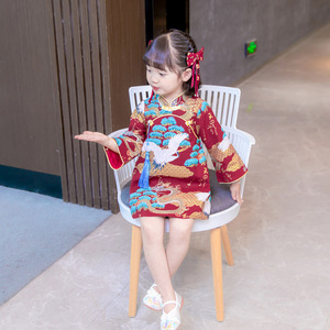 Girls Chinese Qipao Dresses model show performance Cheongsam New Year Tang Suit for Children Ancient traditional Princess Dress