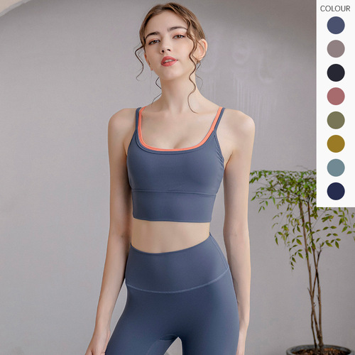 New running sleeveless sling shock-proof underwear beautiful back fitness contrast top sports tight yoga bra for women
