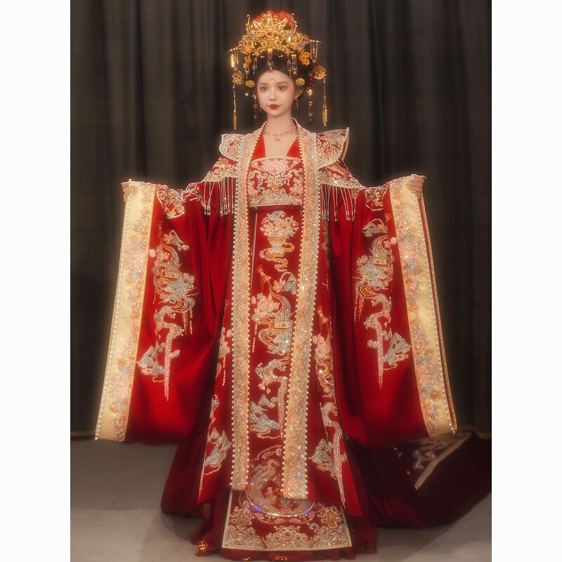 Tang Dynasty Han Dynasty Chinese Wedding Suits for Men and Women 2026 New Wedding Heavy-Duty Phoenix Crown and Xiapei Suits for Men and Women Complete Set