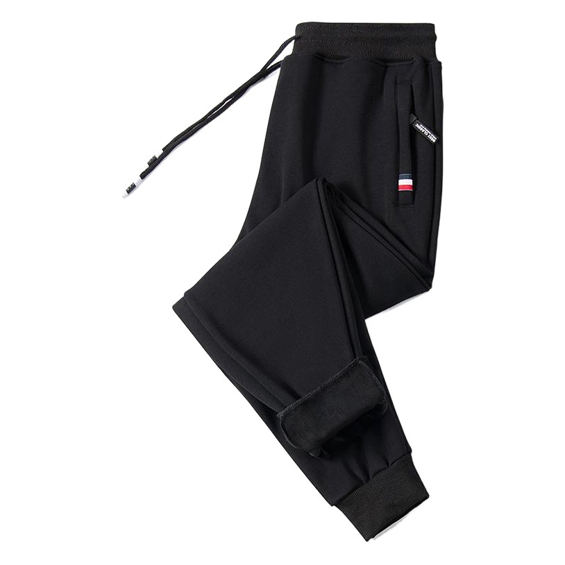 Pantalones deportivos de invierno de algodón para hombres más tamaño pantalones casuales gruesos forrados de lana pantalones casuales sueltos de bolsillo con cremallera atados al tobillo pantalones de hombre