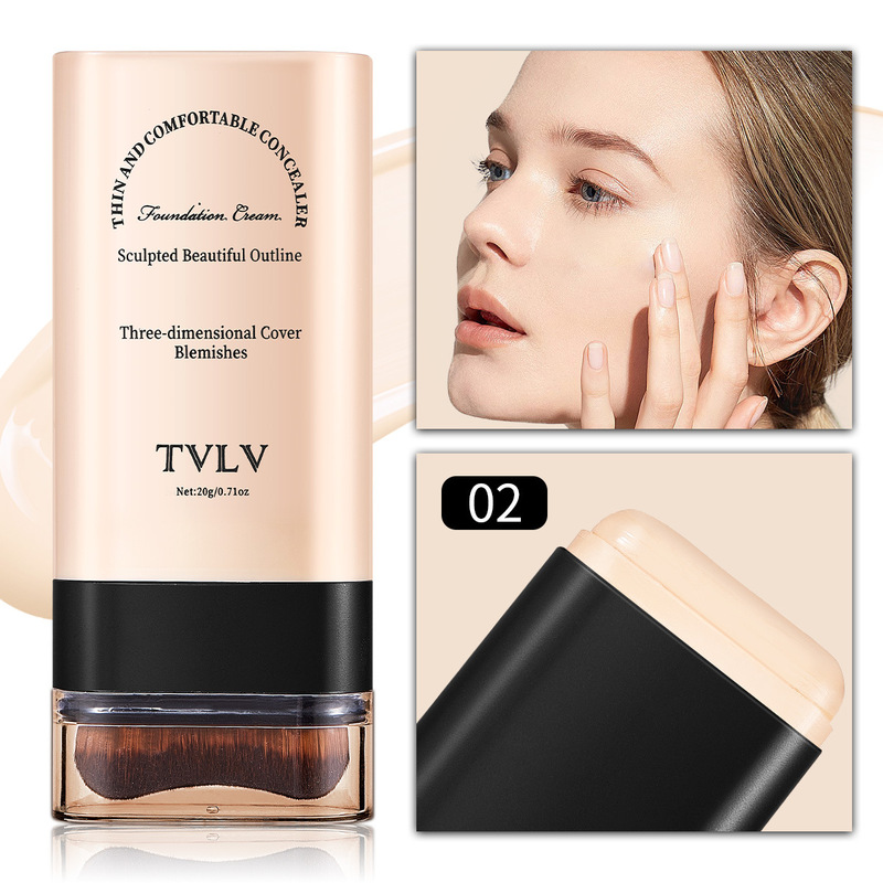 クロスボーダーTVLV消しゴムファンデーションスティック20g（ブラシ付き）ブライトニングファンデーションリキッド、長持ち、落ちない、両頭コンシーラー|undefined