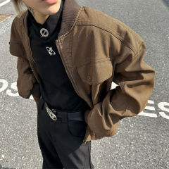 男装新款工装外套男士春秋季新款美式复古棒球服潮牌做旧夹克上衣
