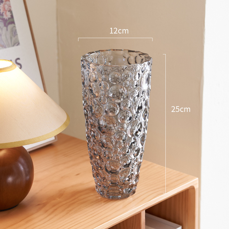 Ornamento de vasijas de alto nivel de lujo ligero vidrio de cristal transparente acuático flor floral decoración de la mesa de comedor