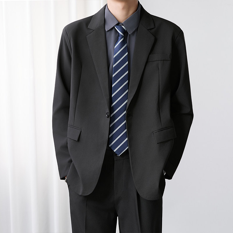 Men's Blazer Dk Hong Kong Style Business Casual Men's Jacket, Relaxed Style, No-Iron Suit for Office Workers