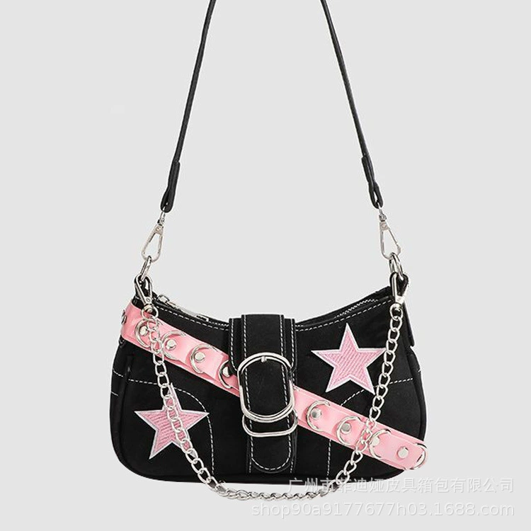 One-shoulder bag, polyurethane matte, fuchsia, 23×7×13 cm