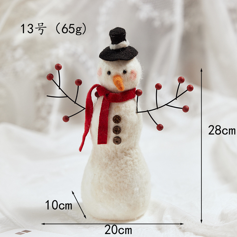 Adornos de fieltro de lana de Navidad acabados, muñeco de nieve anciano, muñeca, alce, decoraciones de Navidad para escritorio, regalos de Navidad