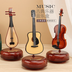 New classical musical instrument pipa music box home wine cabinet ornaments violin, guitar music box home decoration