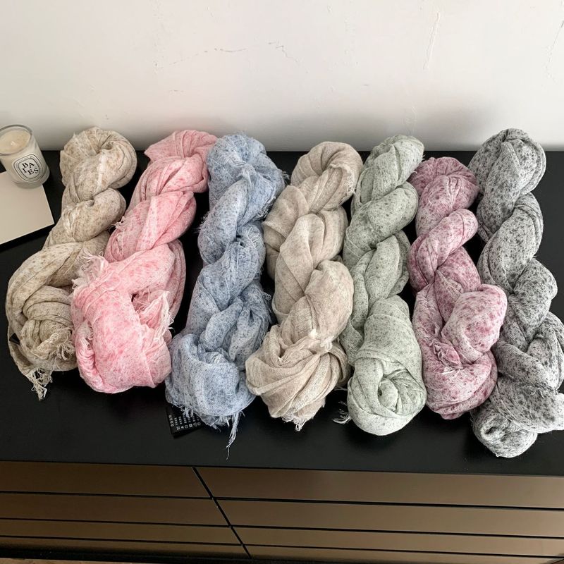25新款韩版麻点夹花薄款羊毛围巾女喷染工艺纯色围巾秋冬季女披肩|undefined