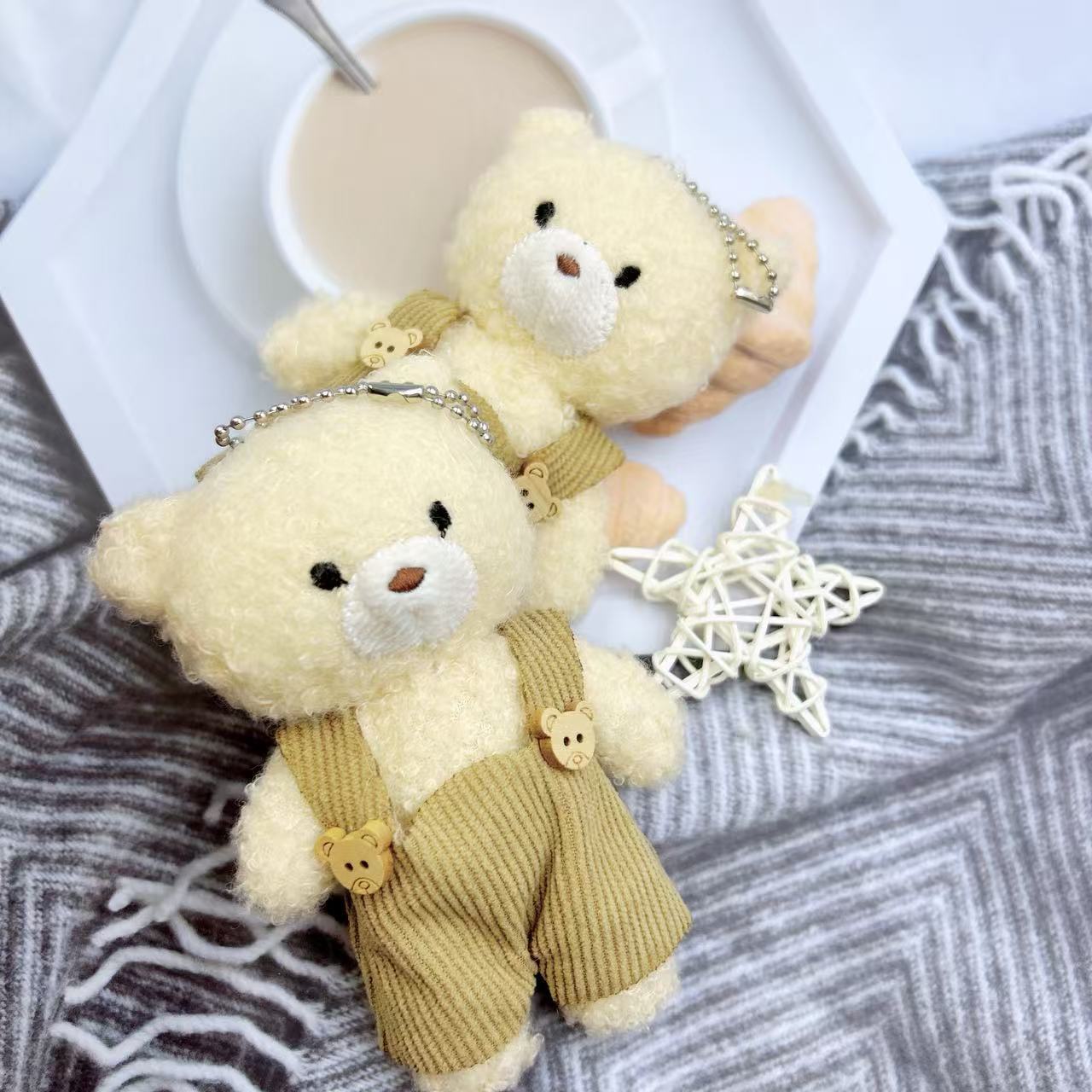 Cartoon Cute Overalls Bear Doll Pendant Backpack Decoration Accessory Plush Doll Keychain