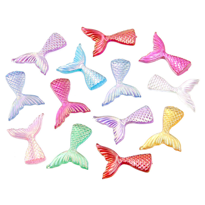 22*28mm Colorful 9-Color Mermaid Tail Patch DIY Mobile Phone Case Refrigerator Sticker Stationery Box Sticker Jewelry Accessories