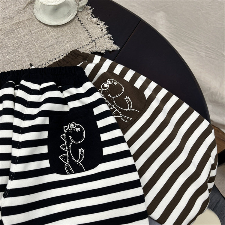Baby children's striped casual sweatpants, boys' autumn clothing, cartoon pants, Korean version, girls' loose pants_voghion.com