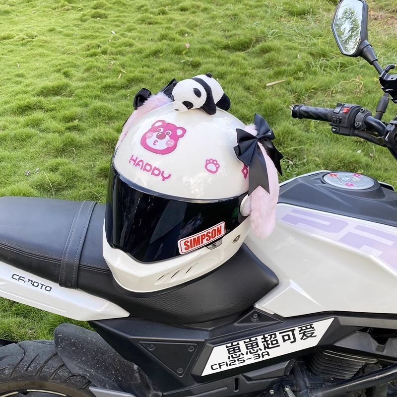 Personalized Black Pink Cinnamoroll Ears Helmet Decoration Motorcycle Helmet