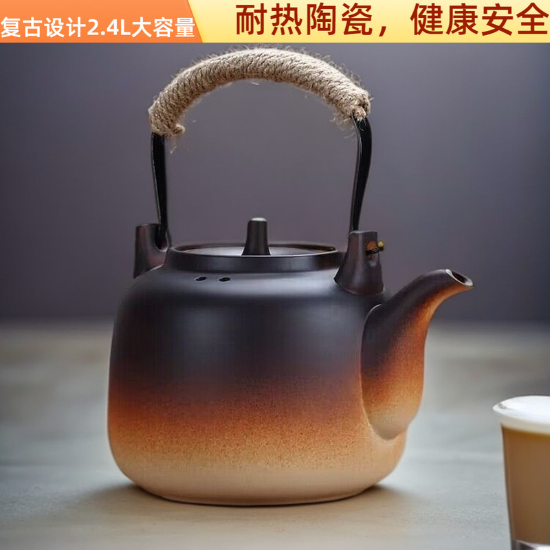 Ceramic Kettle Tea Boiler Tea Breaking Electric Ceramic Stove Fire Pottery Pot with Beam for Home Large Large Capacity Retro Tea Pot Ceramic Kettle Tea Boiler Tea Breaking Electric Ceramic Stove Fire Pottery Pot with Beam for Home Large Large Capacity Retro Tea Pot