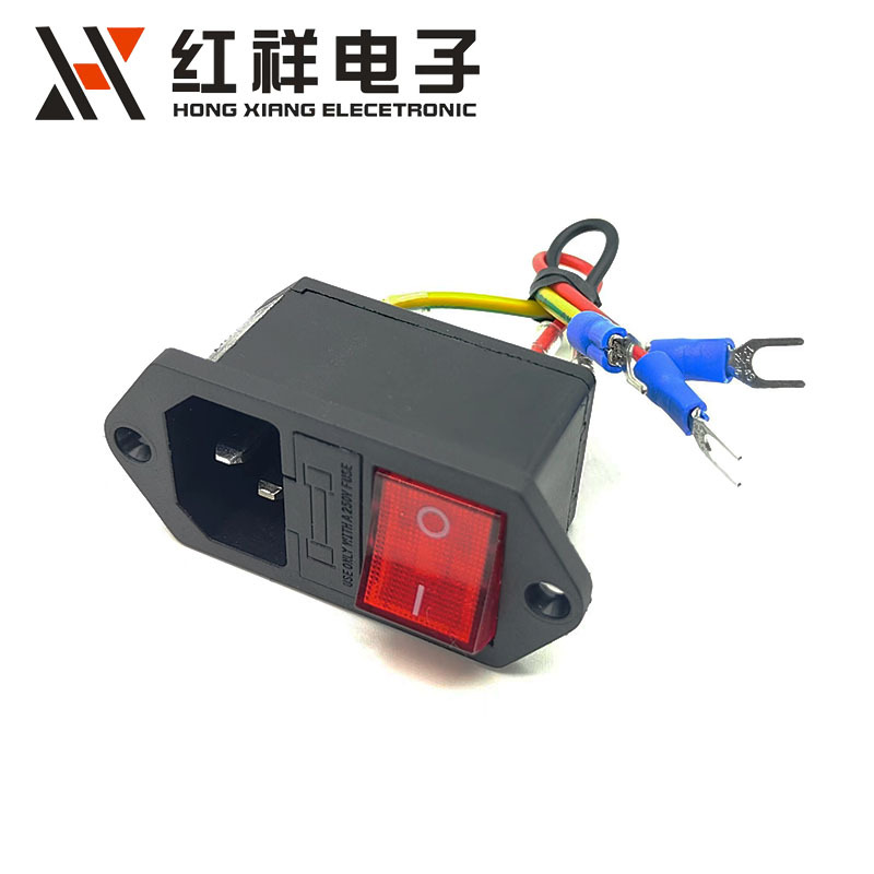 供应带线三合一AC品字电源插座 带开关保险丝三脚插座 品字AC插座