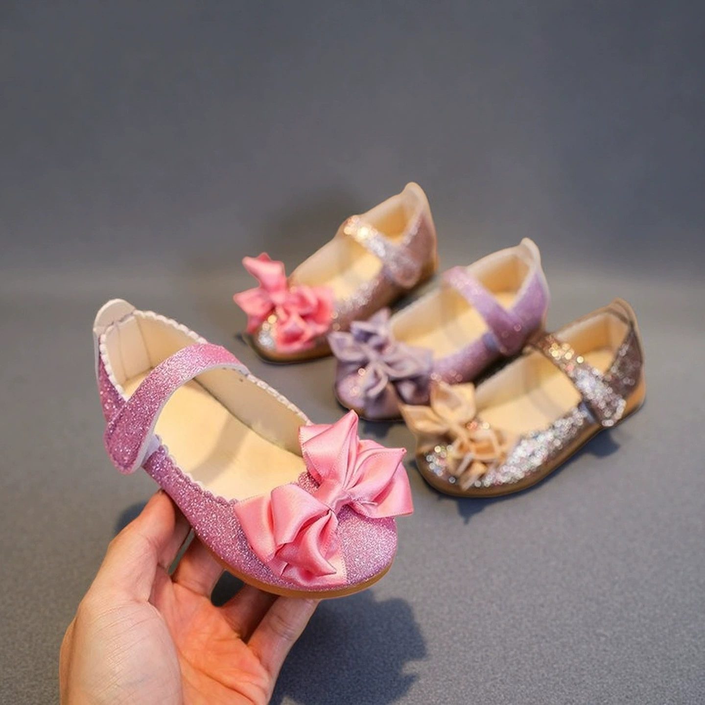 Трансграничная Внешняя торговля, детская кожаная обувь, расшитая блестками обувь принцессы, одиночная обувь с бантом, женская обувь для сокровищ, прямые продажи с фабрики