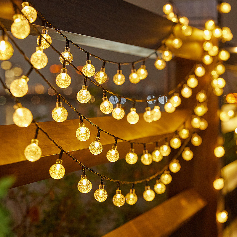 Solar bubble ball light string outdoor waterproof round ball crystal ball holiday decorative lights led lights