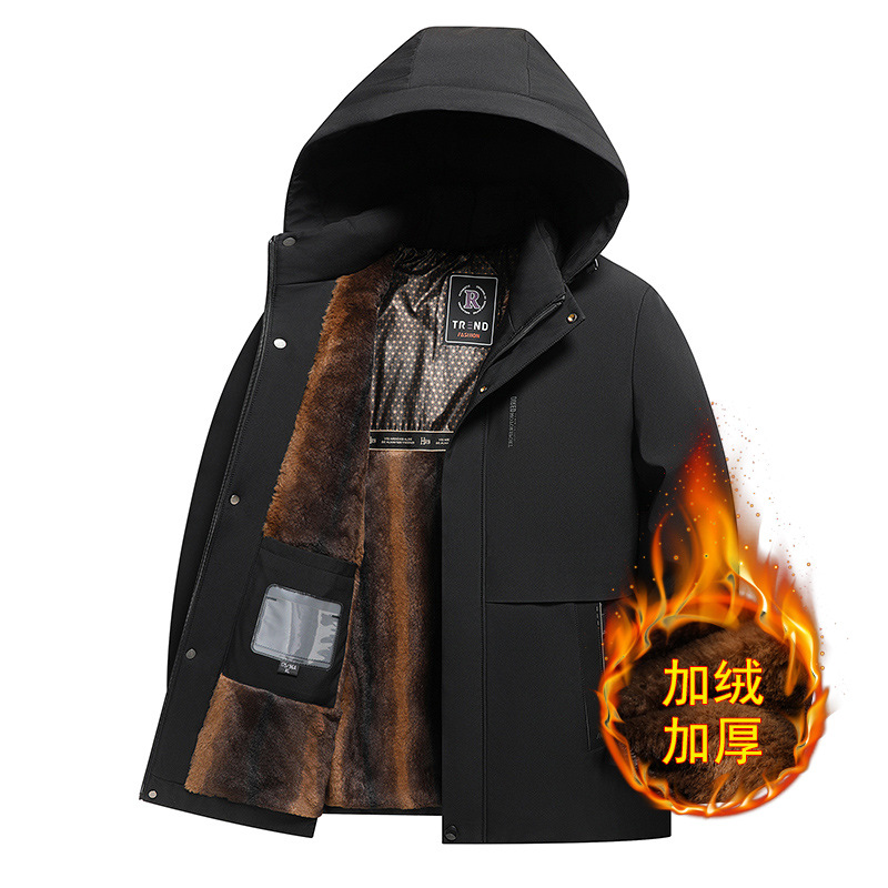 中年男士50-60岁70冬季新款棉袄连帽加绒加厚大码中老年男装棉衣