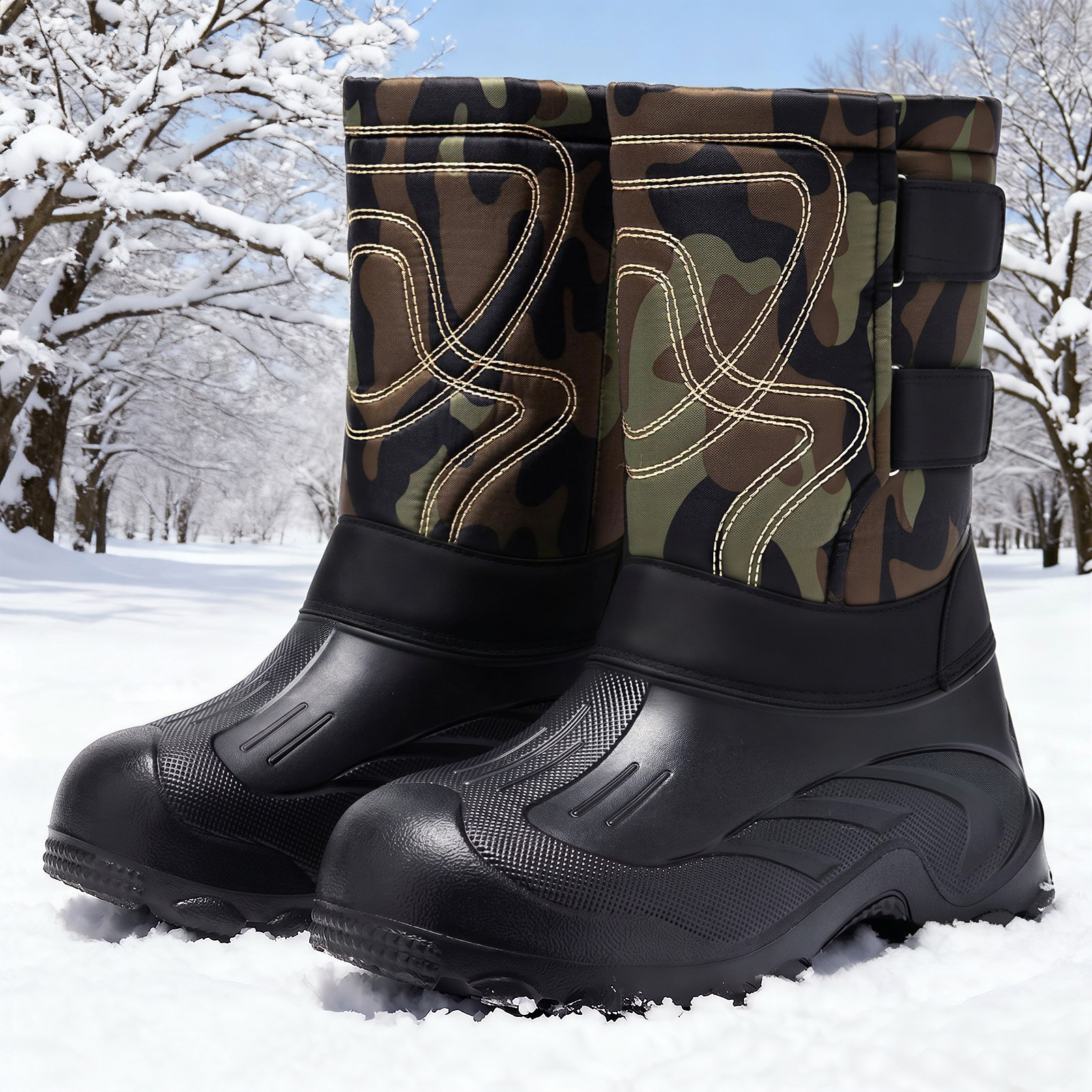 Zapatos de algodón para hombres, botas de nieve de tubo alto de invierno, botas de algodón gruesas transfronterizas, zapatos de algodón cómodos al aire libre.