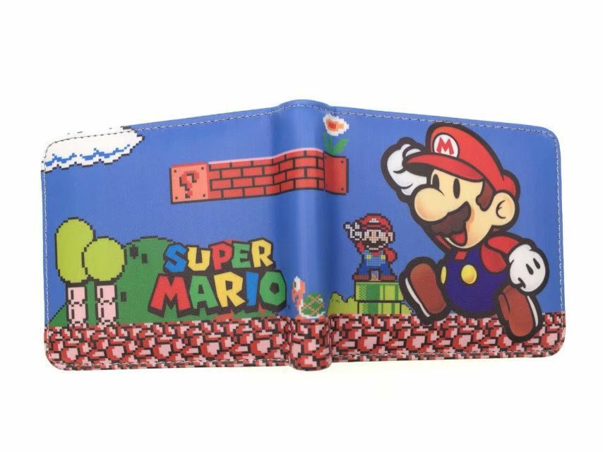 Nuevo Super Mary cartera corta Super Mario estudiante unisex pu cuero Snap cartera
