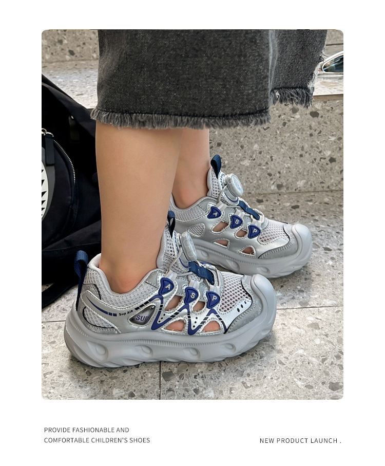 Breathable Kids Sneakers With Rotating Buckle For Boys And Girls_voghion.com