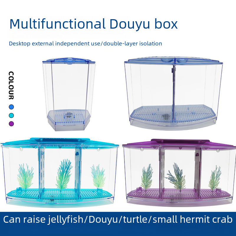 Mini small fish tank aquarium bucket fish box fightfish tank office…