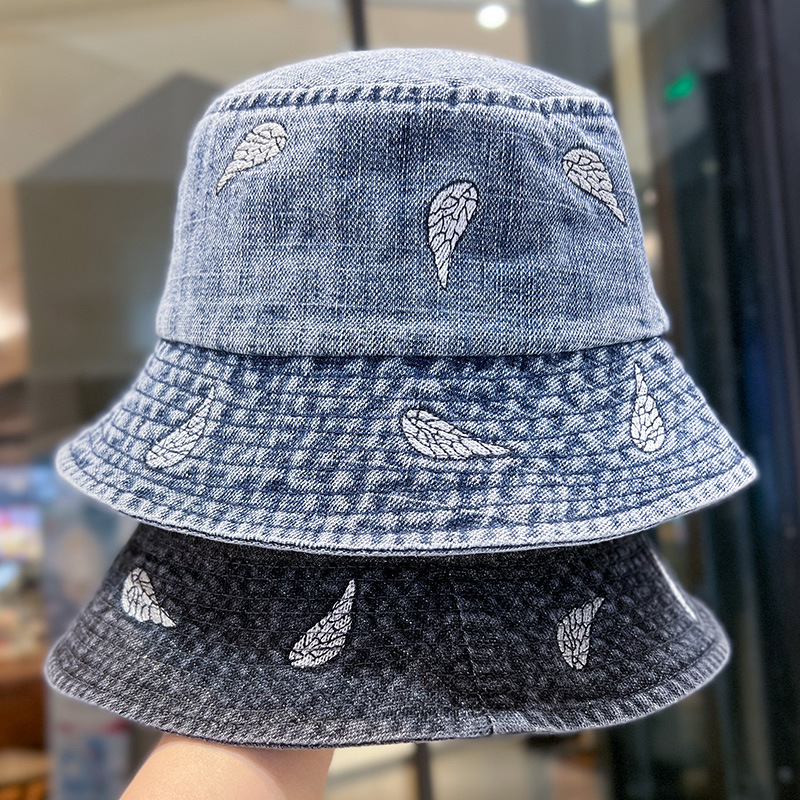 Retro vaquín lavado sombrero pescador mujer 2025 primavera y verano sombrero de protección solar moda versátil mostrando la cara sombrero de cuenca