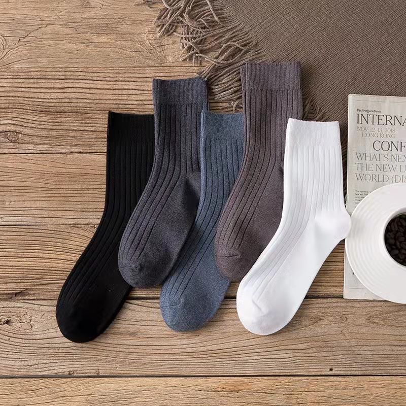 Mid-tube socks men's cotton socks autumn and winter deodorant sweat-absorbent men's socks autumn vintage Japanese cotton thread double needle loose stockings
