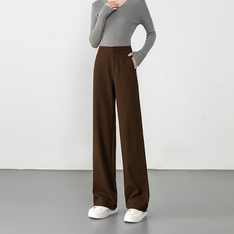 [Tencel Wool] Fixed Woven Fixed Dye Narrow Version Dagging Wide Leg Pants Women's 2025 Early Autumn New Straight Wide Leg Casual