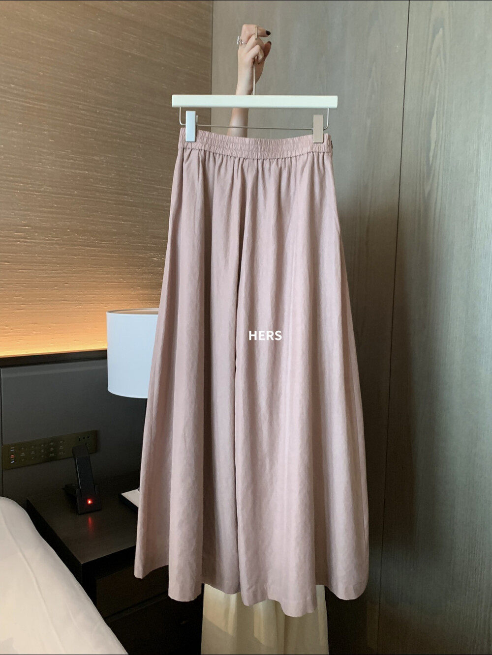 Quần culottes nữ ống rộng cạp cao thun lưng dáng suông phong cách Nhật — Thẻ hồng, màu trắng chi tiết 30