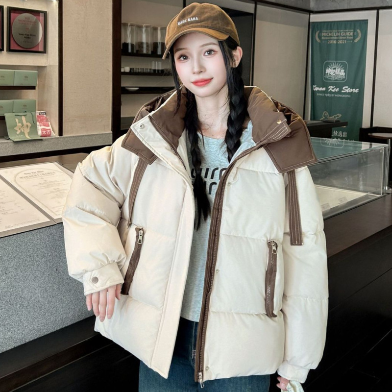 棉衣女外套2025冬季新款连帽面包服百搭冬装韩版宽松短款时尚棉服|undefined