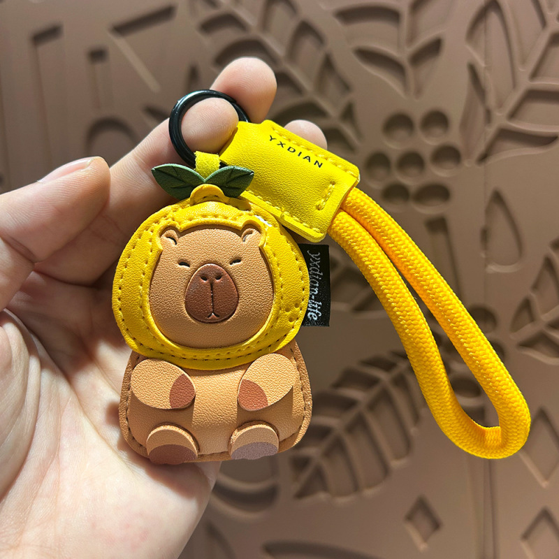クリエイティブカピバラ小さなペンダント漫画革かわいい動物絶妙なカップルバッグ小さなギフト車のキーホルダー|undefined