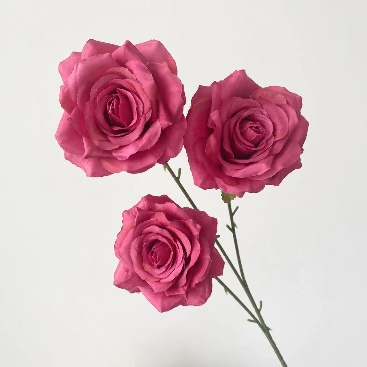 3-Head Cappuccino Wedding Hall Rose Waterfall Fake Background Wall Decoration Artificial Flower_voghion.com