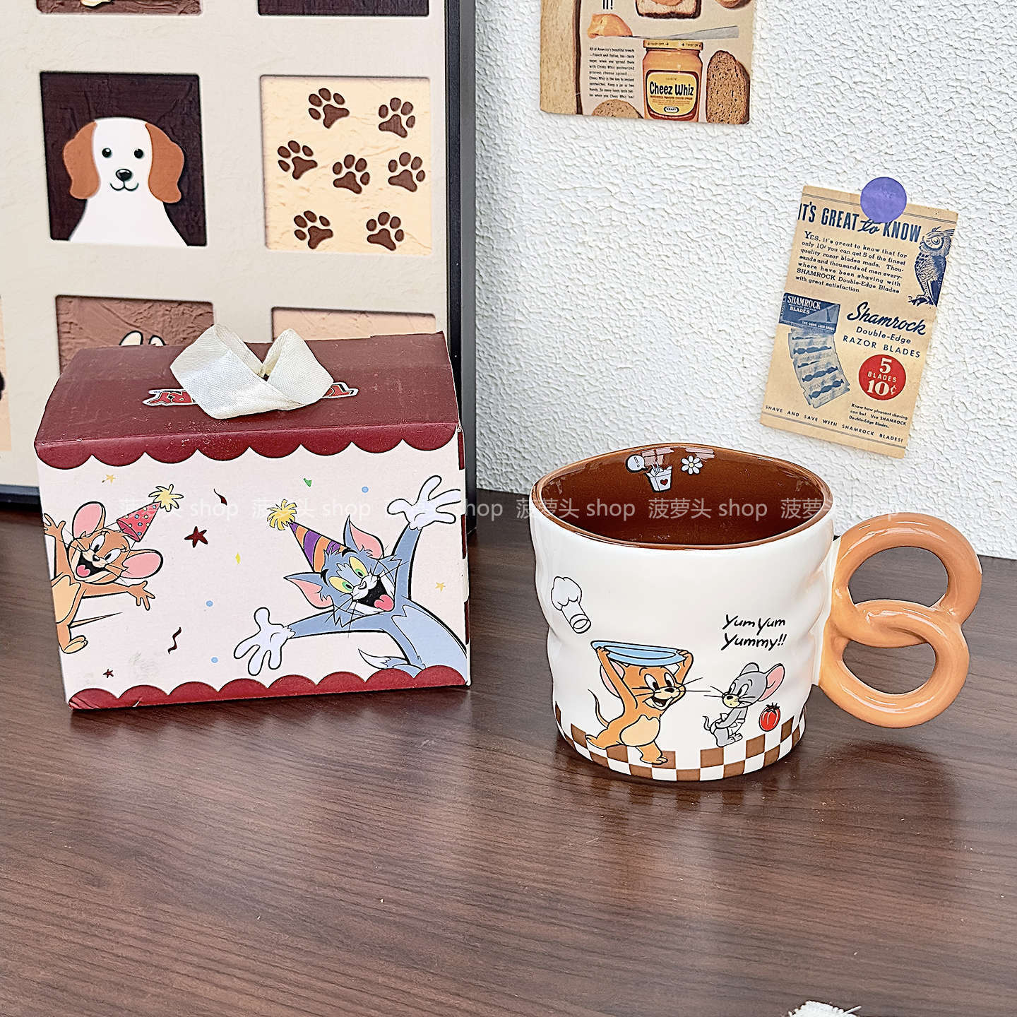 Gato y ratón tazas de cerámica de desayuno tazas de agua domésticas de agua potable de oficina de alto valor de regalo de cumpleaños